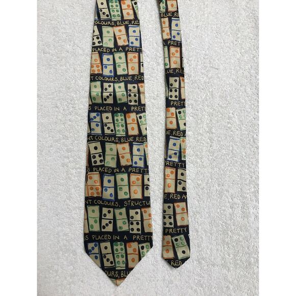 Structure Dominos Mens Vintage Novelty Tie Necktie - Picture 2 of 7